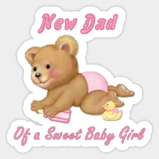 Crawling Teddy - New Dad of Girl Sticker